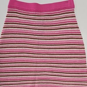 NWOT Lucy Paris Striped Pink and Brown Women's Crochet Skirt